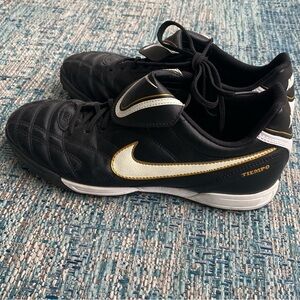 Nike Tiempo Black and Gold Soccer Shoes